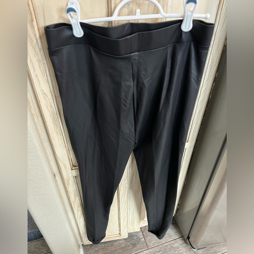 Black faux leather maternity leggings